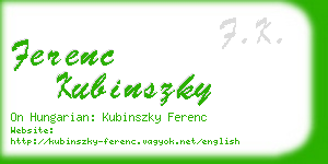 ferenc kubinszky business card